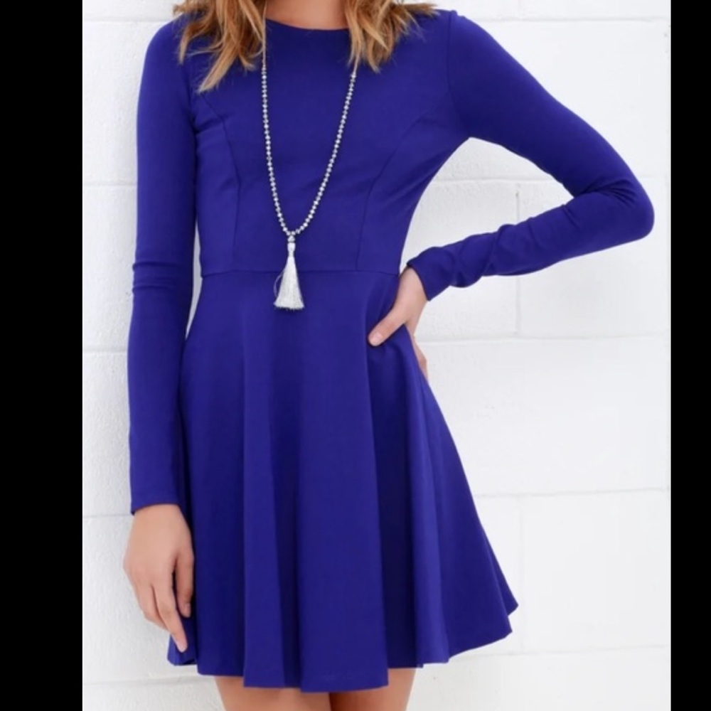 Lulu’s Dresses Royal Blue Skater Dress size Medium